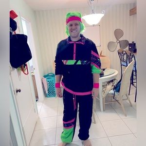 FUN 70s or workout exercise sweat suit men’s Halloween costume for sale! Large